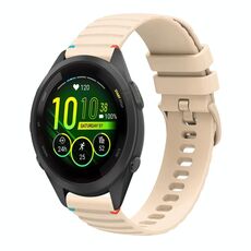 Per Garmin Forerunner 265S cinturino in silicone ondulato punteggiato cucito da 18 mm (color crema)