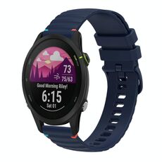 Per Garmin Forerunner 255S cinturino in silicone ondulato punteggiato cucito da 18 mm (blu navy)