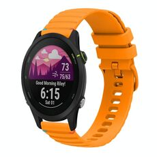 Per Garmin Forerunner 255S cinturino in silicone ondulato punteggiato cucito da 18 mm (giallo ambra)