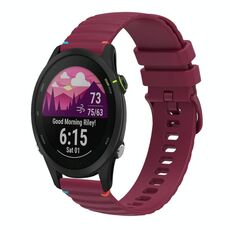 Per Garmin Forerunner 255S cinturino in silicone ondulato punteggiato cucito da 18 mm (rosso vino)