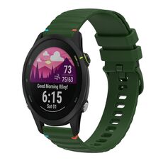 Per Garmin Forerunner 255S cinturino in silicone ondulato punteggiato cucito da 18 mm (verde militare)