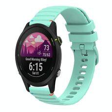 Per Garmin Forerunner 255S cinturino in silicone ondulato punteggiato cucito da 18 mm (verde acqua)