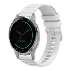 Per Garmin Active S Wavy Dots Stitched 18mm cinturino in silicone (bianco)