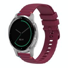 Per Garmin Active S Wavy Dots Stitched 18mm cinturino in silicone (rosso vino)
