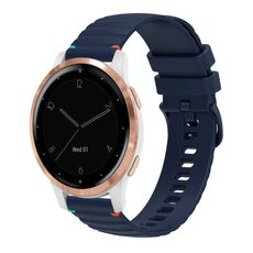 Per Garmin Vivoactive 4S Wavy Dots Stitched 18mm cinturino in silicone (blu navy)