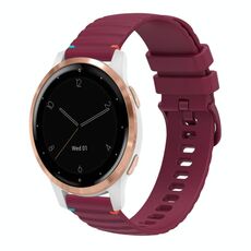 Per Garmin Vivoactive 4S cinturino in silicone ondulato punteggiato cucito da 18 mm (rosso vino)