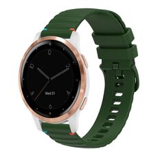 Per Garmin Vivoactive 4S cinturino in silicone ondulato punteggiato cucito da 18 mm (verde militare)