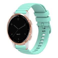 Per Garmin Vivoactive 4S Wavy Dots Stitched 18mm cinturino in silicone (verde acqua)