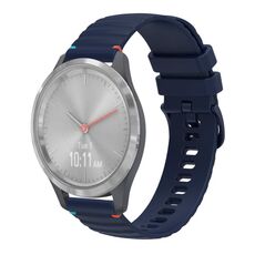 Per Garmin Vivomove 3S Wavy Dots Stitched 18mm cinturino in silicone (blu navy)