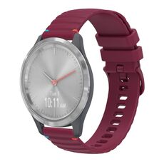 Per Garmin Vivomove 3S cinturino in silicone ondulato punteggiato cucito da 18 mm (rosso vino)
