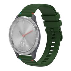 Per Garmin Vivomove 3S Wavy Dots Stitched 18mm cinturino in silicone (verde militare)