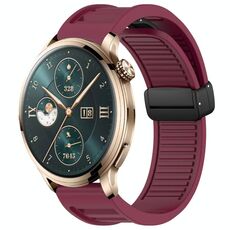 Per Honor Watch 4 Pro Window Blind Magnetic Buckle 22mm Cinturino in silicone (rosso vino)