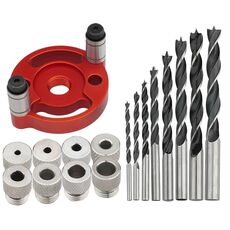 Localizzatore di punte per lavorazione del legno, attrezzo di centraggio per tassellatura, localizzatore di punte per perforazione, modello: con punta da trapano da 3-10 mm + manicotto per trapano (rosso)