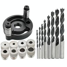 Localizzatore di punte per lavorazione del legno, attrezzo di centraggio per tassellatura, localizzatore di punte per perforazione, modello: con punta da trapano da 3-10 mm + manicotto per trapano (nero)