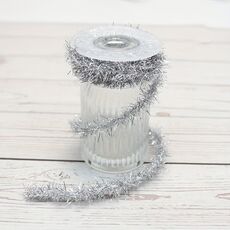 2,8 m/Rotolo di nastro a strisce glitterate natalizie, fiocco fai da te, nastro decorativo per confezioni regalo (argento)