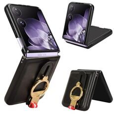 Per Xiaomi Mix Flip Wristband Custodia in pelle per telefono posteriore (nero)