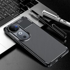 Per vivo V40 Custodia per telefono in TPU antiurto con trama in fibra di carbonio (nero)