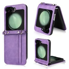 Per Samsung Galaxy Z Flip6 Custodia pieghevole a tracolla per telefono (viola)