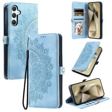 Per Samsung Galaxy S24 FE 5G Custodia in pelle goffrata Skin Feel Totem (blu)