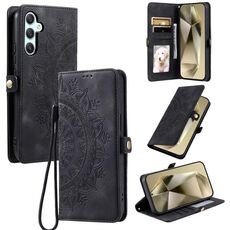 Per Samsung Galaxy S24 FE 5G Custodia in pelle goffrata Skin Feel Totem (nera)
