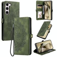 Per Samsung Galaxy S23 5G Custodia per telefono in pelle goffrata Skin Feel Totem (verde scuro)