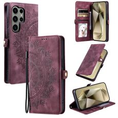 Per Samsung Galaxy S22 Ultra 5G Custodia per telefono in pelle goffrata Skin Feel Totem (rosso vino)
