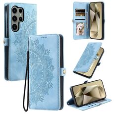 Per Samsung Galaxy S22 Ultra 5G Custodia per telefono in pelle goffrata Skin Feel Totem (blu)