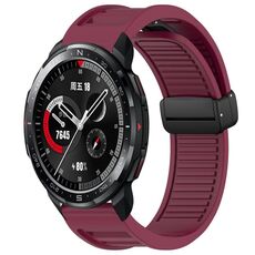 Per Honor Watch GS Pro Window Blind Magnetic Buckle 22mm Cinturino in silicone (rosso vino)