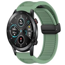Per Honor Magic Watch 2 46mm Window Blind Fibbia magnetica 22mm Cinturino in silicone (verde pino)