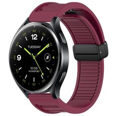 Per Xiaomi Watch 2 Window Blind Fibbia magnetica 22mm Cinturino in silicone (rosso vino)