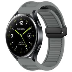 Per Xiaomi Watch 2 Window Blind Fibbia magnetica 22mm Cinturino in silicone (grigio scuro)