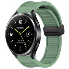 Per Xiaomi Watch 2 Window Blind Fibbia magnetica 22mm Cinturino in silicone (verde pino)