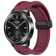 Per Xiaomi Watch S3 Window Blind Fibbia magnetica 22mm Cinturino in silicone (rosso vino)