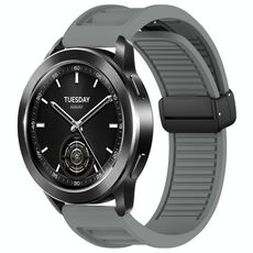 Per Xiaomi Watch S3 Window Blind Fibbia magnetica Cinturino in silicone da 22 mm (grigio scuro)