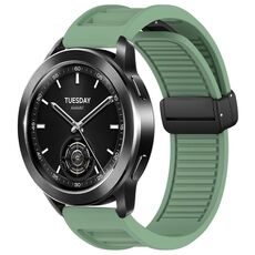 Per Xiaomi Watch S3 Window Blind Fibbia magnetica 22mm Cinturino in silicone (verde pino)