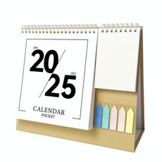 Calendario da tavolo inglese da gennaio 2025 a dicembre 2025 con tasca portaoggetti, etichetta, promemoria (K05)