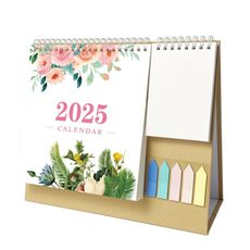 Calendario da tavolo inglese da gennaio 2025 a dicembre 2025 con tasca portaoggetti, etichetta, promemoria (K07)