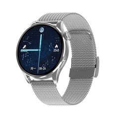 Q3 Max Smartwatch con schermo a colori da 1,36 pollici, cinturino in acciaio, supporto per monitoraggio della frequenza cardiaca/monitoraggio della pressione sanguigna (argento)