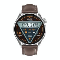 Q3 Max Smartwatch con schermo a colori da 1,36 pollici, cinturino in pelle, supporto per monitoraggio della frequenza cardiaca/monitoraggio della pressione sanguigna (marrone)
