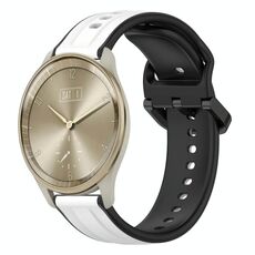 Per Garmin Vivomove Trend 20mm Convex Loop Cinturino in silicone bicolore (bianco + nero)