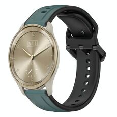 Per Garmin Vivomove Trend 20mm Convex Loop Cinturino in silicone bicolore (verde oliva + nero)
