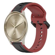 Per Garmin Vivomove Trend 20mm Convex Loop Cinturino in silicone bicolore (nero + rosso)