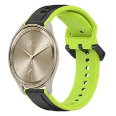 Per Garmin Vivomove Trend 20mm Convex Loop Cinturino in silicone bicolore (nero + lime)