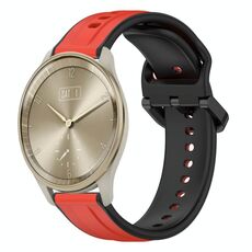 Per Garmin Vivomove Trend 20mm Convex Loop Cinturino in silicone bicolore (rosso + nero)