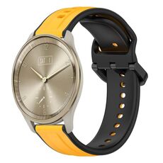 Per Garmin Vivomove Trend 20mm Convex Loop Cinturino in silicone bicolore (giallo + nero)