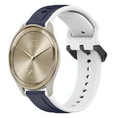 Per Garmin Vivomove Trend 20mm Convex Loop Cinturino in silicone bicolore (blu notte + bianco)