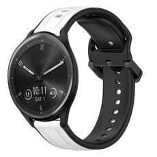 Per Garmin Vivomove Sport 20mm Convex Loop Cinturino in silicone bicolore (bianco + nero)
