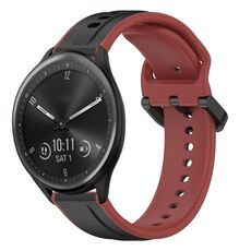 Per Garmin Vivomove Sport 20mm Convex Loop Cinturino in silicone bicolore (nero + rosso)