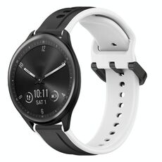 Per Garmin Vivomove Sport 20mm Convex Loop Cinturino in silicone bicolore (nero + bianco)