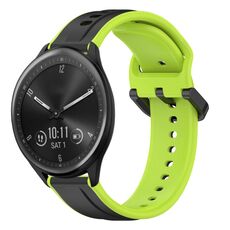 Per Garmin Vivomove Sport 20mm Convex Loop Cinturino in silicone bicolore (nero + lime)